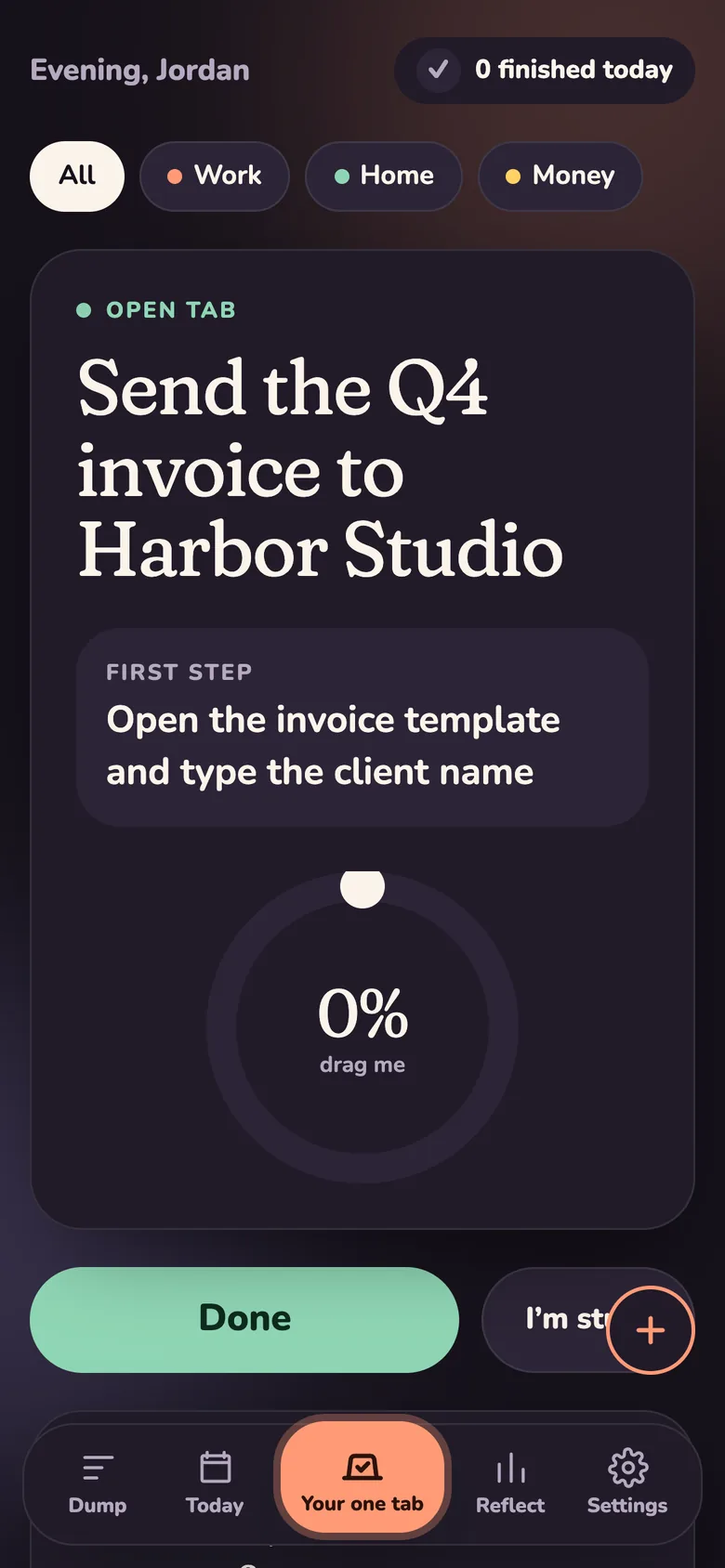 One Open Tab: The one open tab
